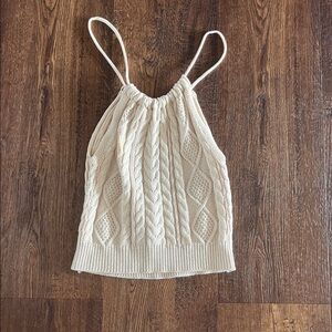SEXY  Cream Cable Knit Halter Top